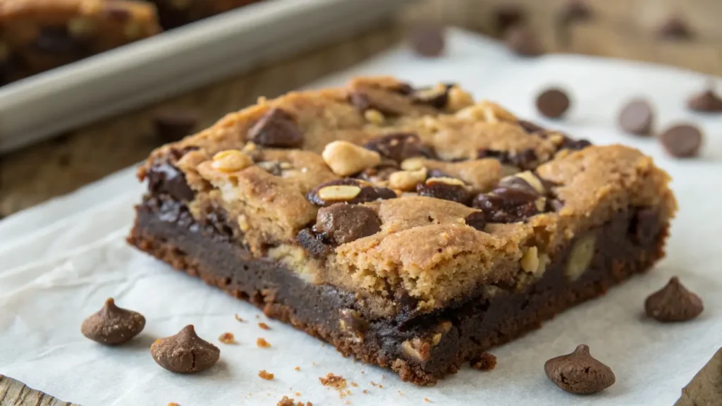 Close-up of a bronkie showcasing its brownie base and cookie top