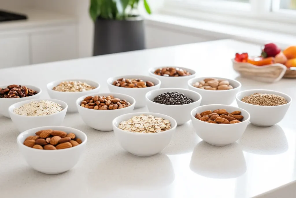 Homemade Granola Taste Bitter - Bowls of Nuts, Oats, and Seeds for Granola
