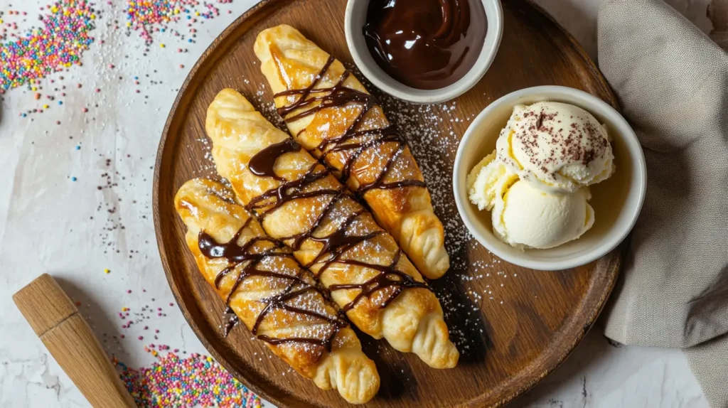 What is a Brookie? Brownie and cookie hybrid dessert served with ice cream.