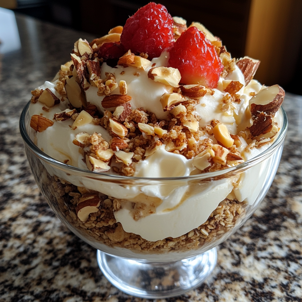 Homemade Granola Taste Bitter - Layered Yogurt Parfait with Fresh Granola and Raspberries