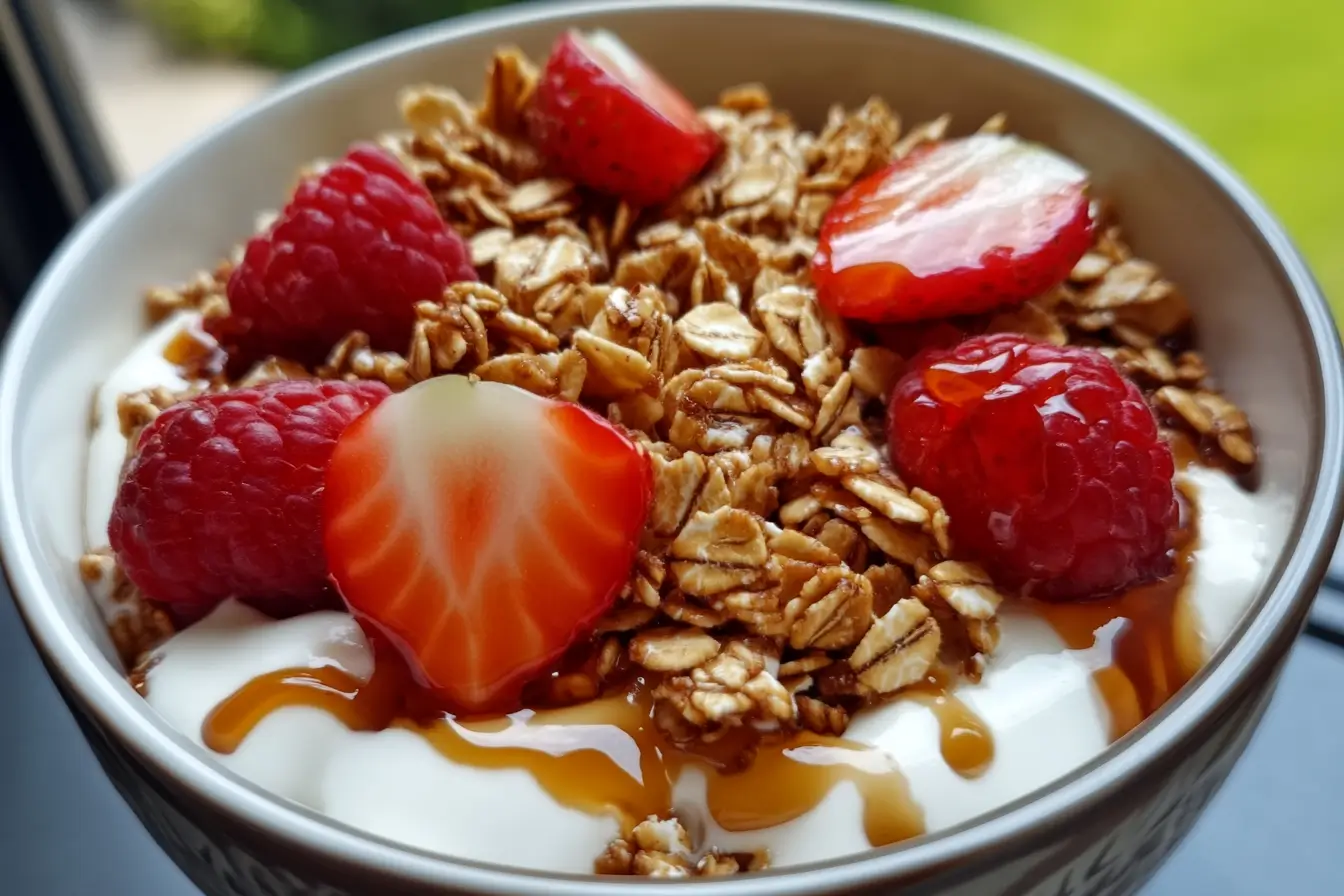 Homemade Granola Taste Bitter - Parfait with Granola, Raspberries, and Strawberries