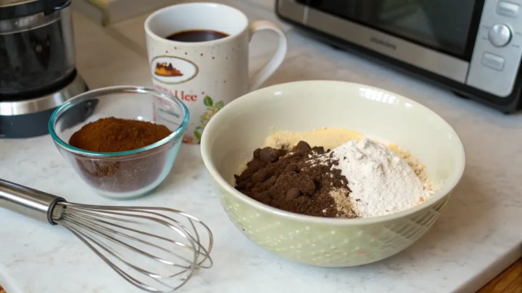 Protein Mug Brownies Ingredients Being Mixed