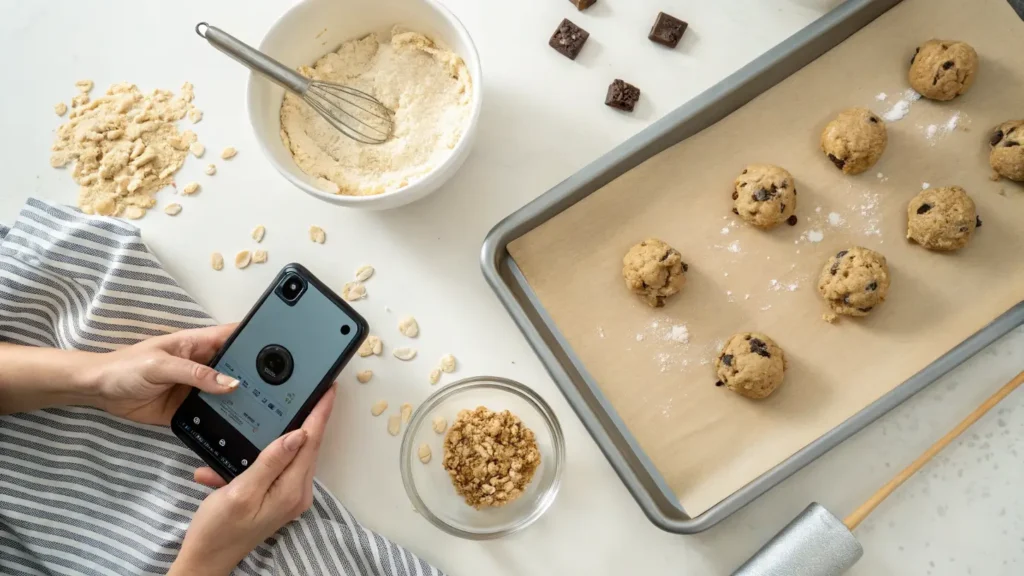 Are oatmeal cookies actually healthy? Cookie dough on a baking tray surrounded by oats and a mixing bow