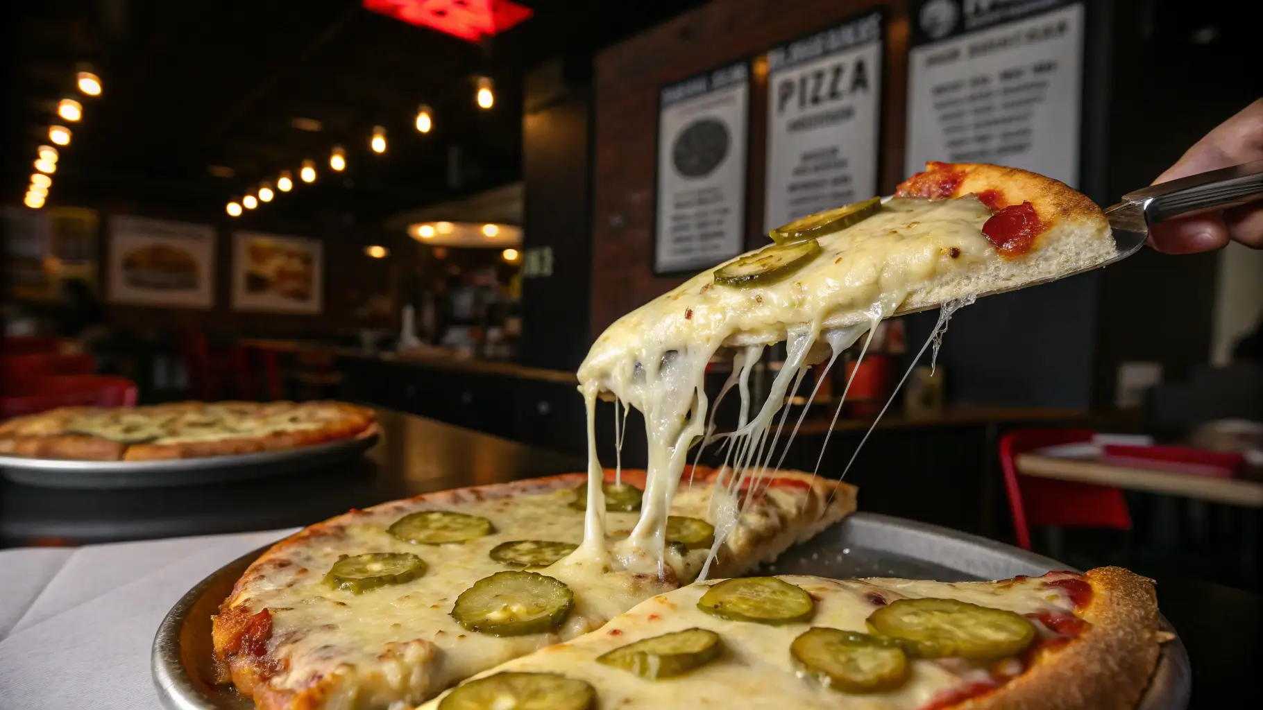 Who Invented Pickle Pizza? A modern-day restaurant serving gourmet Pickle Pizza.