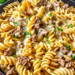 Philly Cheesesteak Pasta with creamy cheese sauce11