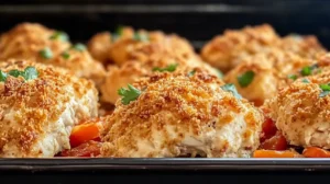 Crispy baked ranch chicken with a golden breadcrumb crust